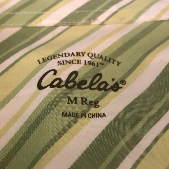 Cabela's Green 3/4 Sleeve Notched Collar Button Down Shirt - Picture 3 of 4
